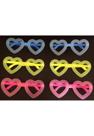 Resim Fosforlu Kalp Model Glow Parti Gözlüğü Karanlıkta Yanan Gözlükler 12 Adet 