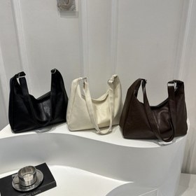 Resim Kadınlar için Vintage Esinli Büyük Kapasiteli Omuz Çantası - Yumuşak Sentetik, Kalın Dikiş, Fermuar Kapanış, Polyester Astarlı, Günlük Seyahat ve Rahat Kullanım için Çok Yönlü Omuz Çantası, Günlük Seyahat Çantası | Vintage Tarzı Çanta | Sentetik Çanta 