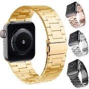 Resim iOS Uyumlu Watch Kordon 38 40 41 42 44 45 Mm Çelik Metal Kordon 