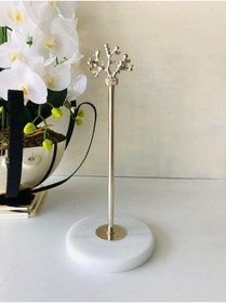 Resim TarzzHome Mermer Kaideli Metal Rulo Havluluk Beyazgümüş 