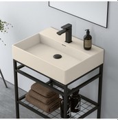 Resim Orka Capetown 60 Cm Krem Banyo Dolabı Alt Modül Ve Lavabo Krem 
