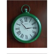 Resim Time Gold Metalik Yeşil Çerçeve Nostaljik Salon Ofis Duvar Saati 33 Cm 