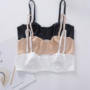 Resim 3'lü Kadın Seksi Straplez Balenli Sütyen Seti, Yüksek Destekli Örme Kumaş, Düz Renk, Dolgusuz, Poliamid %64 Elastan %36, Düşük Kesimli Dekolte İç Çamaşırı 