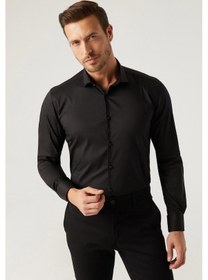 Resim Twn Slim Fit Siyah Düz Gömlek 5ee02ee44288m 001 