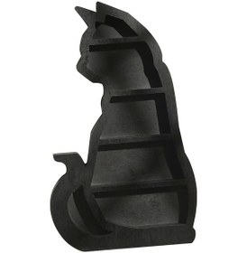Resim Suntek Ahşap Depolama Rafı Kedi Şekli Duvara Monte Takı Rafı 20.5 x 34 CM 