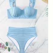 Resim Avrupa ve Amerikan Seksi Dantel Yüksek Bel Bikini Takımı 