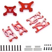 Resim Wltoys 1/14 144001 Ön Ve Arka Süspansiyon Kolları Yükseltme Seti Kırmızı Alüminyum Alaşım 