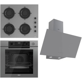 Resim Ferre STEAMART-FRYART Serisi Gri Set (CS208-FA + QEP64CPR +D079 ) - Emaye Izgara / Kademeli Musluk 