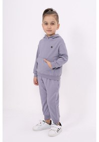 Resim Toontoy Kids Toontoy Erkek Çocuk Relax Fit Kapüşonlu Cepli Hafif Düşük Omuz Baskılı Sweatshirt - 2 İplik Koyu Gri 