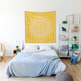 Resim Yellow Bohemian Mandala Duvar Örtüsü - 160 cm x 160 cm 