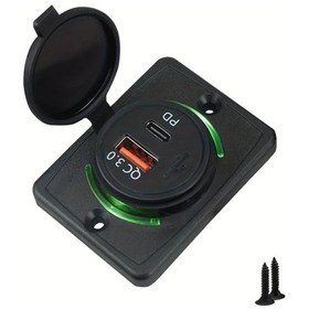 Resim Chuangyinshop Green Qc3.0 Pd Usb Araç Şarj Cihazı 12v 24v Usb Soket Led Işık Marine Tekne Otobüs İçin 