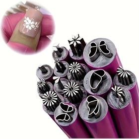 Resim 6 Parça Tırnak Baskı Kalemi Seti - Kolay DIY Nokta ve Çizim Tasarımı, Kokusuz Kadınlar için Stamping Aletleri 