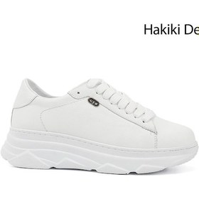 Resim Gönderi R Kadın Beyaz Bağcıklı Dolgu Taban Hakiki Deri Sneaker Dyza13424166 Beyaz 