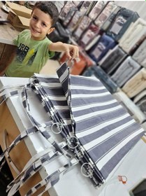 Resim Devrim Olivya Tekstil Gri-beyaz Çizgili Özel Dikim Lüks Halkalı Branda Balkon Perdesi Gri - Beyaz 