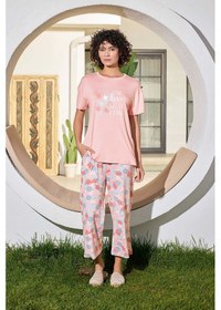 Resim Aydoğan Kadın Azer One Day Viskon Penye Çay Gülü Kapri Takım 0293 Pembe 