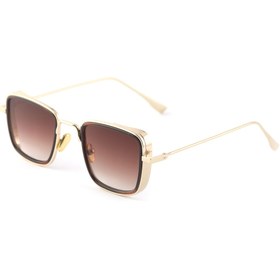 Resim TomyHelf Gold Kare Metal Gözlük - Degrade Kahverengi Lens, Şehir Tarzı Unisex Model 
