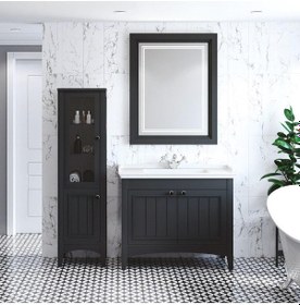 Resim Denko Helena 100 Cm Mdf Füme Banyo Dolabı Takımı + Boy Dolabı Füme 