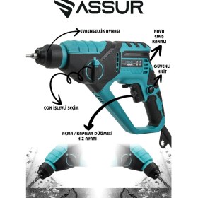 Resim Assur 250W 2 Kademeli Bakır Sargılı Darbeli Kırıcı Delici Hilti 