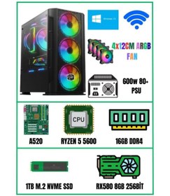 Resim RAMTECH BİLGİSAYAR SHERRY Ryzen 5 5600 16Gb Ram 1Tb M2 Nvme SSD Rx 580 8Gb Ekran Kartı Masaüstü Hazır Sistem Bilgisayar 