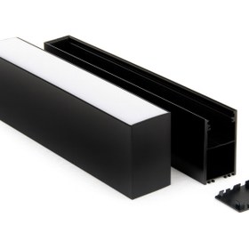 Resim Ledarmy LED Kanal Alüminyum Profil Siyah 1 Metre 34x63mm Linear Opak Pleksi Kapak Plastik Yan Kapak Sarkıt L 