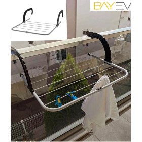Resim Balkon ve Petek Üstü Çamaşır Kurutmalık Askısı, Beyaz, Pratik ve Hafif Tasarım 