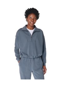 Resim Sweaty Betty Sweaty Betty Sand Wash Funnel Neck Half Zip Kadın Mavi Sweatshirt 5133 Mavi 