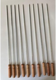 Resim Mobilreyon 10 Adet Ahşap Saplı Kare Şiş 55cm, Ciğer Kuşbaşı Tavuk 