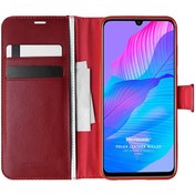 Resim Huawei Y8p Kılıf Delux Leather Wallet Kırmızı Microsonic