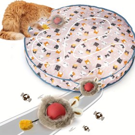 Resim USB Şarj Edilebilir Etkileşimli Kedi Oyuncağı, Toplar ile - Dayanıklı Silikon, Egzersiz ve Eğlence için Karikatür Tasarımı, Tüm Irklar için, Kedi Oyun Saati | Eğlenceli Kedi Oyuncağı | Silikon Yapı 
