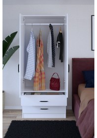 Resim Gubimo Abete Mobilya 2 Kapılı 2 Çekmeceli Gardırop / Beyaz 