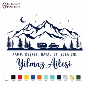 Resim Kişiye Özel Motokaravan Yazılı Sticker - 28 inch / 71 cm / Açık Yeşil 