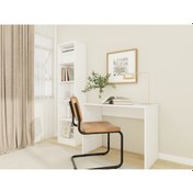 Resim Beyaz Ahşap Çalışma Masası 