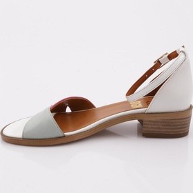 Resim Dgn 701 Kadin Bilekten Bağlamali Alçak Topuklu Sandalet 701-789-R15206 Beyaz - Fuşya - Su Yeşili 
