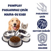 Resim PawPlay Paslanmaz Çelik Mama-Su Kabı 