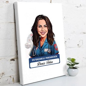Resim Karikatürlü En Başarılı Kadın Paramedik Kanvas Tablo 