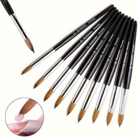 Resim 2-24 Beden Kolinsky Siyah Akrilik Tırnak Fırçası Kaliteli Taklit Vizon Ahşap Saplı Jel Manikür Çizim Aracı 