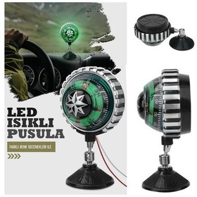 Resim Vantuzlu Işıklı Pusula Üniversal Ayarlı Nostalji Masaüstü Oto Torpido Üstü Büyük Boy Karışık Renk 1 Adet 