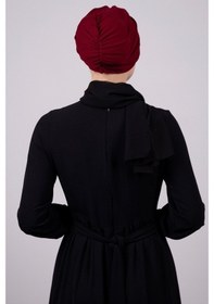 Resim Hürrem Bone Bordo Pratik Hazır Geçmeli Tesettür Bone Petekli Büzgülü 1204E_16 Bordo 