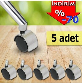 Resim Sandalye Tekerleği Ofis Koltuğu Tekerleği Koltuk Ayağı 5 Ad Krom 
