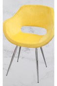 Resim BENGİ TİCARET Sandalye 14180 Monaco Metal Nikelaj Ayak Dökme Sünger Babyfac Kumaş Sarı El Yapım 