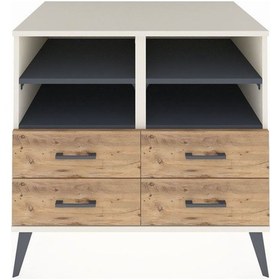 Resim Kronos Şifonyer 4 Raflı 4 Çekmeceli 88x59x80 Aytaşı-antrasit/çam Antrasit/çam 