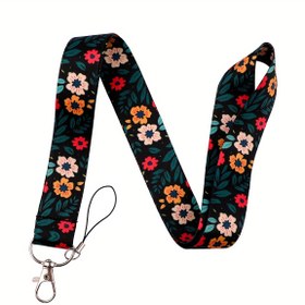 Resim 1 adet JUDODUCK Çiçek Lanyard Anahtarlık - Canlı Kimlik Kartı Tutucu, Kredi Kartı Kılıfı ve Mobil Telefon Şarjı ile Metal Toka ve Boyun Askısı, Kadınlar ve Erkekler için Aksesuarlar 