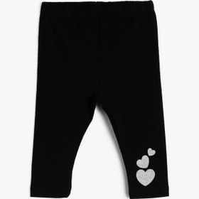 Resim Kız Bebek Simli Kalp Detaylı Tayt 