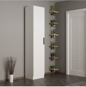 Resim Minar Kale 210 Cm 1 Kapaklı 1b Raf Portmanto Beyaz 