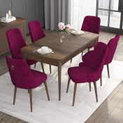 Resim Canisa Concept Noa Serisi, 80X132 Açılabilir Mdf Masa, Barok Ahşap Desenli Mutfak Masa Takımı, 6 Sandalye 