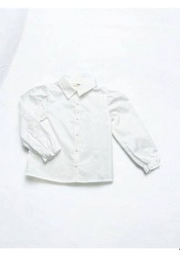 Resim Kız Çocuk Kolları Büzgülü Beyaz Gömlek-14905 Beyaz 