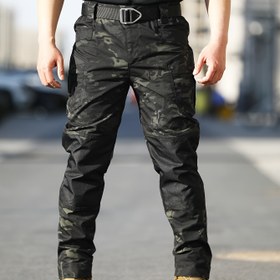 Resim Erkekler İçin İlkbahar ve Sonbahar Taktiksel Kargo Pantolon - Dayanıklı Polyester Karışımı, Çok Cepli Tasarım, Yürüyüş, Balıkçılık ve Açık Hava Eğitimi için İdeal | Gri Günlük İş Giyim & Taktik Kamp Ekipmanı 