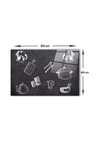 Resim Kara Tahta Görünümlü | Cam Ocak Arkası Koruyucu | 40cm x 60cm 