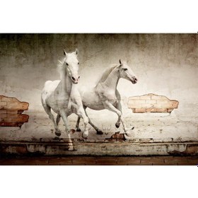 Resim Koşan Beyaz Atlar Duvar Kağıdı (361189186) 