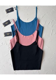 Resim İnce Askılı Dikişsiz V Yaka İz Yapmaz Büstiyer/croptop Siyah 